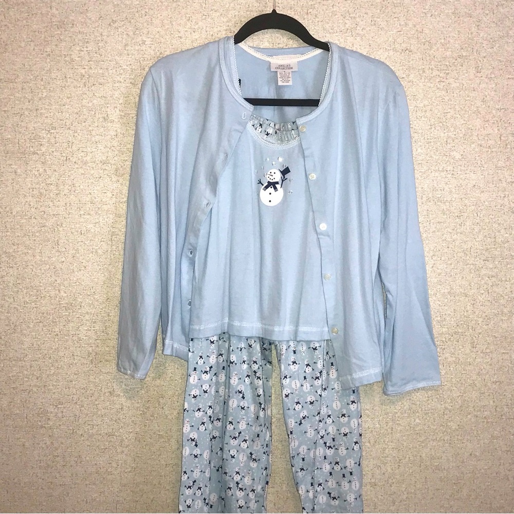 Amelia’s Collection 3 Pc Light Blue Snowman Pajama PJ Set Size Small